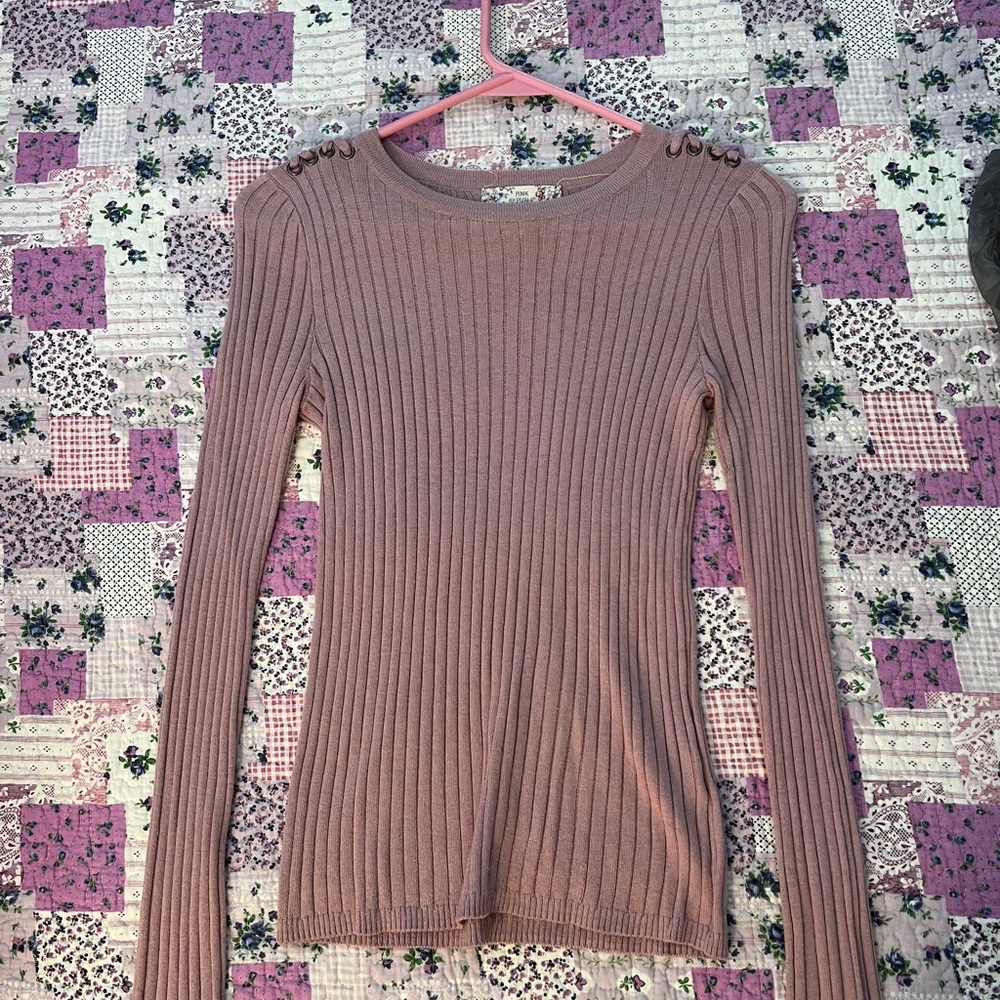 Pink Republic Ribbed Knit Top - Mauve
